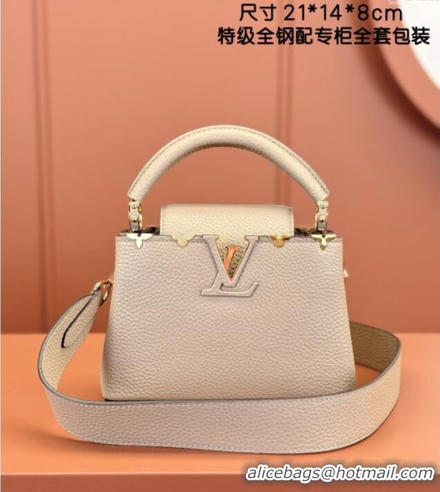 Famous Brand Louis Vuitton Capucines Mini Bag in Taurillon Leather M56669 Grey 2024