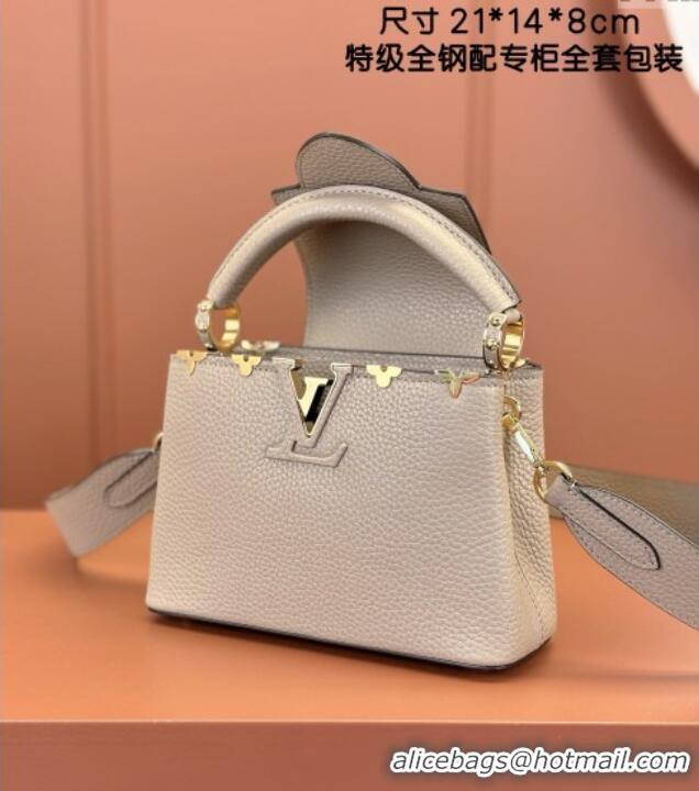 Famous Brand Louis Vuitton Capucines Mini Bag in Taurillon Leather M56669 Grey 2024