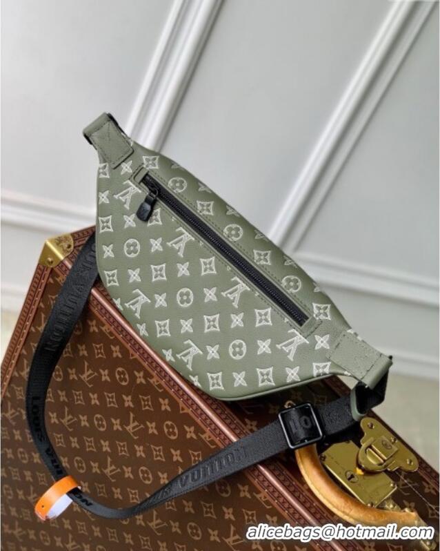 Best Grade Louis Vuitton Discovery Bumbag Bag in in Olive Green Monogram Shadow Embossed Calf Leather M12508 2025