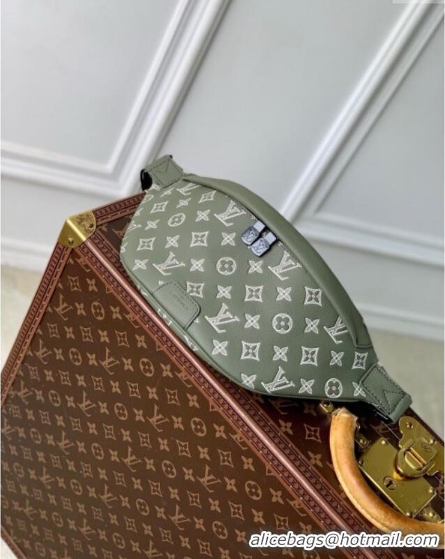 Best Grade Louis Vuitton Discovery Bumbag Bag in in Olive Green Monogram Shadow Embossed Calf Leather M12508 2025