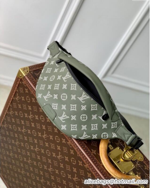 Best Grade Louis Vuitton Discovery Bumbag Bag in in Olive Green Monogram Shadow Embossed Calf Leather M12508 2025