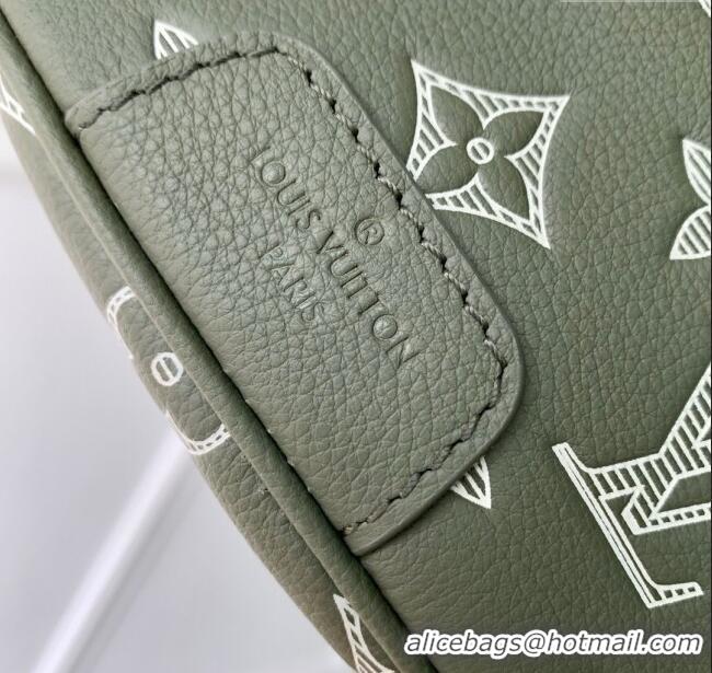 Best Grade Louis Vuitton Discovery Bumbag Bag in in Olive Green Monogram Shadow Embossed Calf Leather M12508 2025