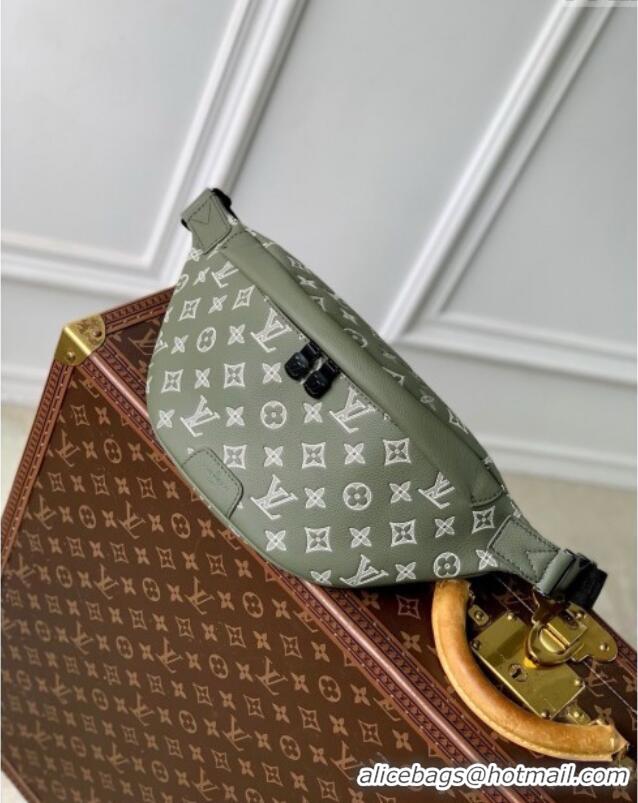 Best Grade Louis Vuitton Discovery Bumbag Bag in in Olive Green Monogram Shadow Embossed Calf Leather M12508 2025