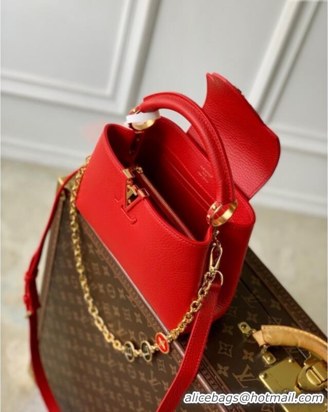 Top Grade Louis Vuitton My Capucines Bag in Taurillon Leather K00014 Red 2025