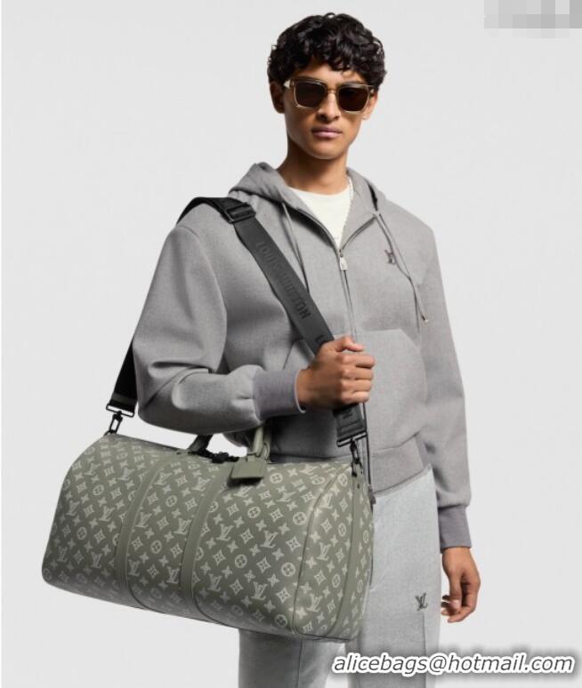 Luxurious Louis Vuitton Keepall Bandouliere 50 Bag in Olive Green Monogram Shadow Embossed Calf Leather M12504 2025