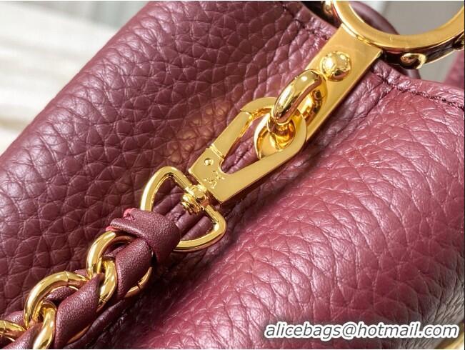 Reasonable Price Louis Vuitton Capucines Nano Bag with Strass Hardware in Burgundy Taurillon Leather M24583 2025