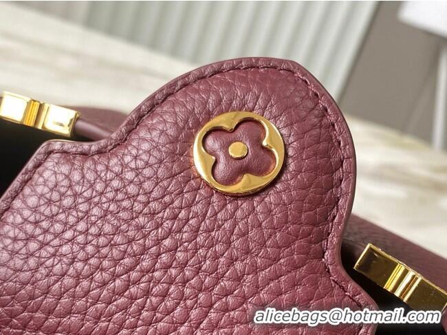 Reasonable Price Louis Vuitton Capucines Nano Bag with Strass Hardware in Burgundy Taurillon Leather M24583 2025