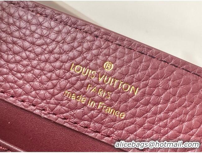 Top Grade Louis Vuitton Capucines Mini Bag with Strass Hardware in Burgundy Taurillon Leather M24583 2025