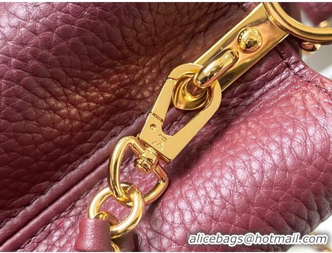 Top Grade Louis Vuitton Capucines Mini Bag with Strass Hardware in Burgundy Taurillon Leather M24583 2025