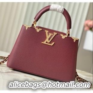 Top Design Louis Vuitton Capucines BB Bag with Strass Hardware in Burgundy Taurillon Leather M24583 2025