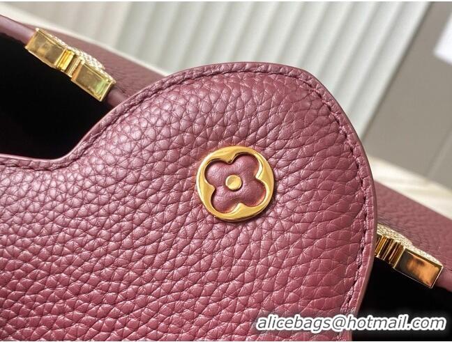 Top Design Louis Vuitton Capucines BB Bag with Strass Hardware in Burgundy Taurillon Leather M24583 2025