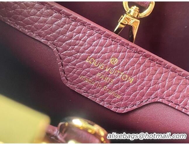 Top Design Louis Vuitton Capucines BB Bag with Strass Hardware in Burgundy Taurillon Leather M24583 2025