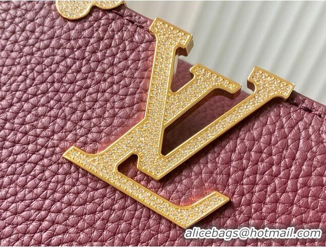 Top Design Louis Vuitton Capucines BB Bag with Strass Hardware in Burgundy Taurillon Leather M24583 2025