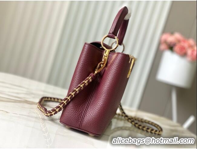 Top Design Louis Vuitton Capucines BB Bag with Strass Hardware in Burgundy Taurillon Leather M24583 2025