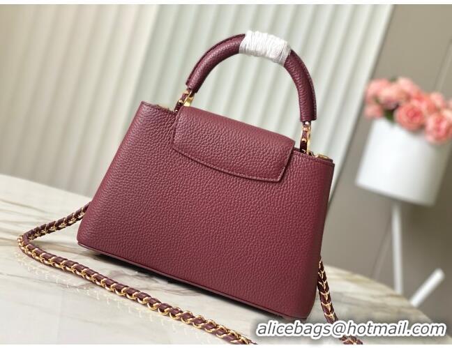 Top Design Louis Vuitton Capucines BB Bag with Strass Hardware in Burgundy Taurillon Leather M24583 2025