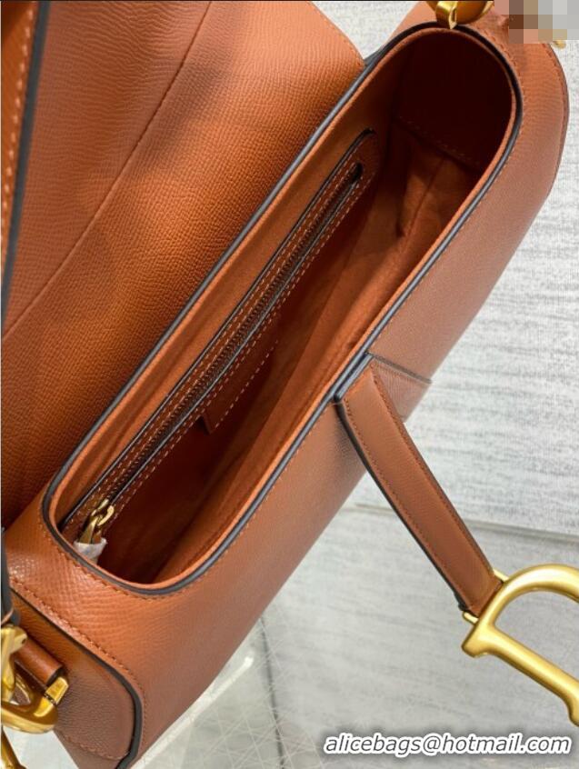 Top Design Dior Medium Saddle Bag with Strap in Grained Calfskin 1038 Caramel 2025