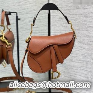 Reasonable Price Dior Mini Saddle Bag with Strap in Grained Calfskin 1041 Caramel 2025