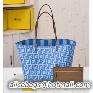 Top Grade Fendi Roll Reversible Large Shoulder Tote Bag F1598 Light Blue