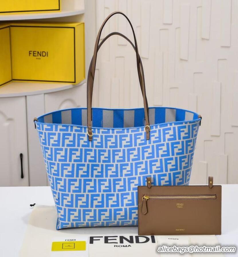 Top Grade Fendi Roll Reversible Large Shoulder Tote Bag F1598 Light Blue