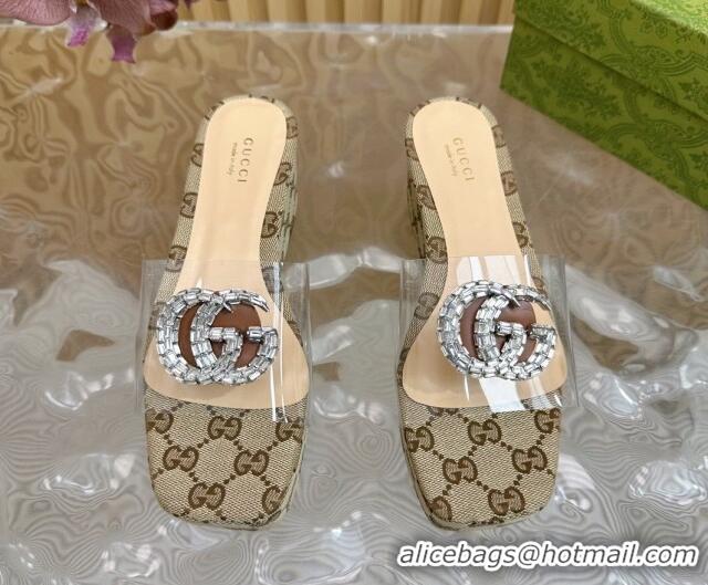 Purchase Gucci GG Canvas and PVC Platform Slide Sandals 6.5cm Beige 1119069