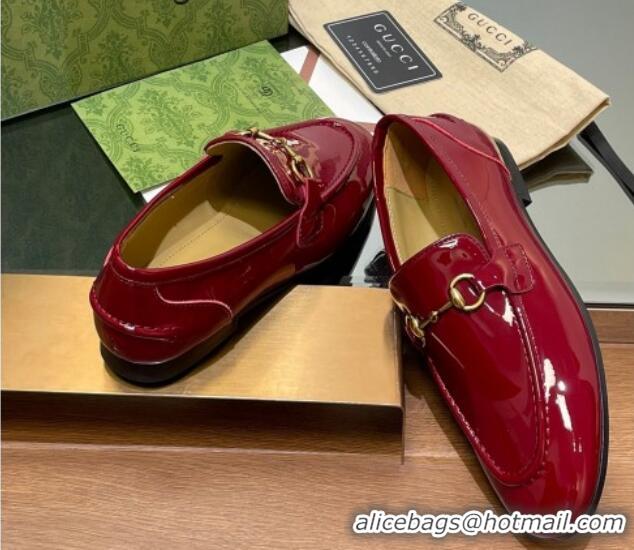 Pretty Style Gucci Women's Jordaan Patent Leather Loafers Red 1119076