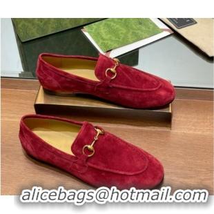 Good Product Gucci Women's Jordaan Suede Loafers Red 1119080