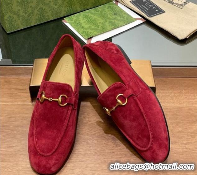 Good Product Gucci Women's Jordaan Suede Loafers Red 1119080