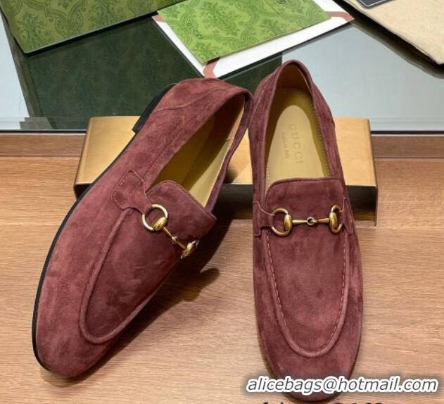 Top Grade Gucci Women's Jordaan Suede Loafers Brown 1119081