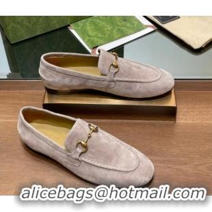 Good Quality Gucci Women's Jordaan Suede Loafers Grey 1119082