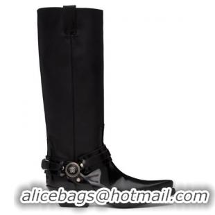 ​New Cheap Versace Texano Knee-High Tall Boots VE8741 Black