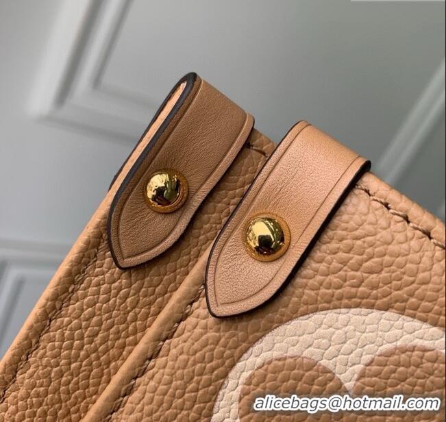 Top Quality Louis Vuitton OnTheGo MM Tote Bag in Monogram Empreinte Leather Apricot/Beige M45495 2024