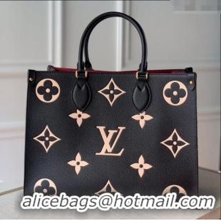 Spot Bulk Louis Vuitton OnTheGo MM Tote Bag in Monogram Empreinte Leather Black/Beige M45495 2024