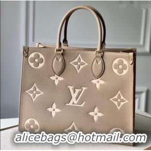 New Design Louis Vuitton OnTheGo MM Tote Bag in Monogram Empreinte Leather Grey/Beige M45494 2024