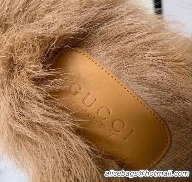 Perfect Gucci Leather and Wool Flat Slippers White 1119090