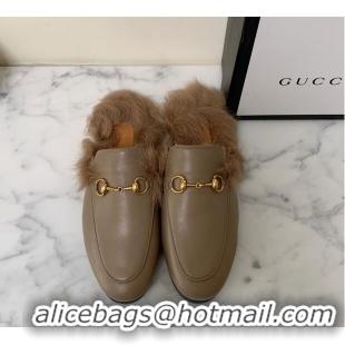 Low Price Gucci GG Canvas and Wool Flat Slippers Grey 1119091