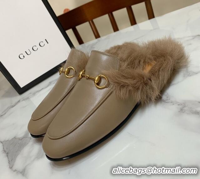 Low Price Gucci GG Canvas and Wool Flat Slippers Grey 1119091