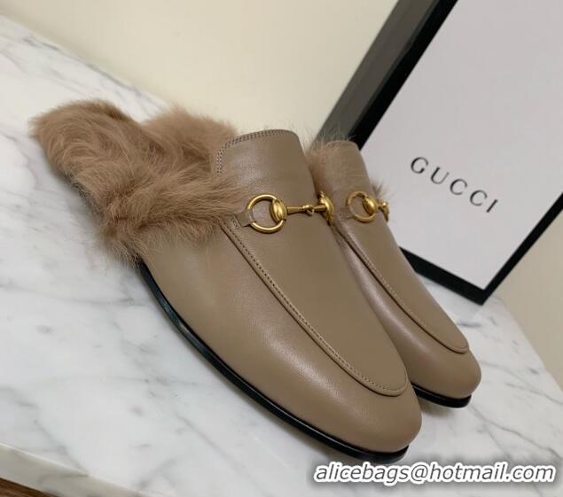 Low Price Gucci GG Canvas and Wool Flat Slippers Grey 1119091