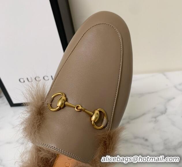 Low Price Gucci GG Canvas and Wool Flat Slippers Grey 1119091