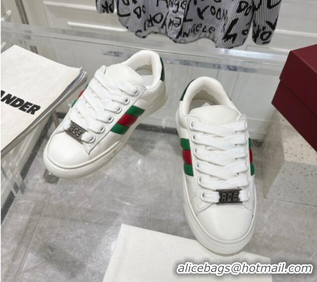 Good Quality Gucci Calf Leather Ace Sneakers White 1119100