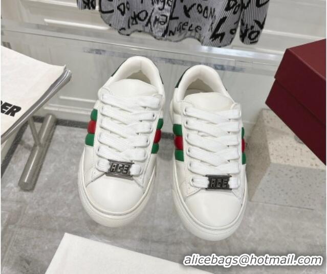 Good Quality Gucci Calf Leather Ace Sneakers White 1119100