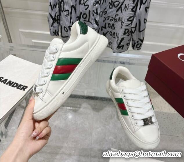 Good Quality Gucci Calf Leather Ace Sneakers White 1119100