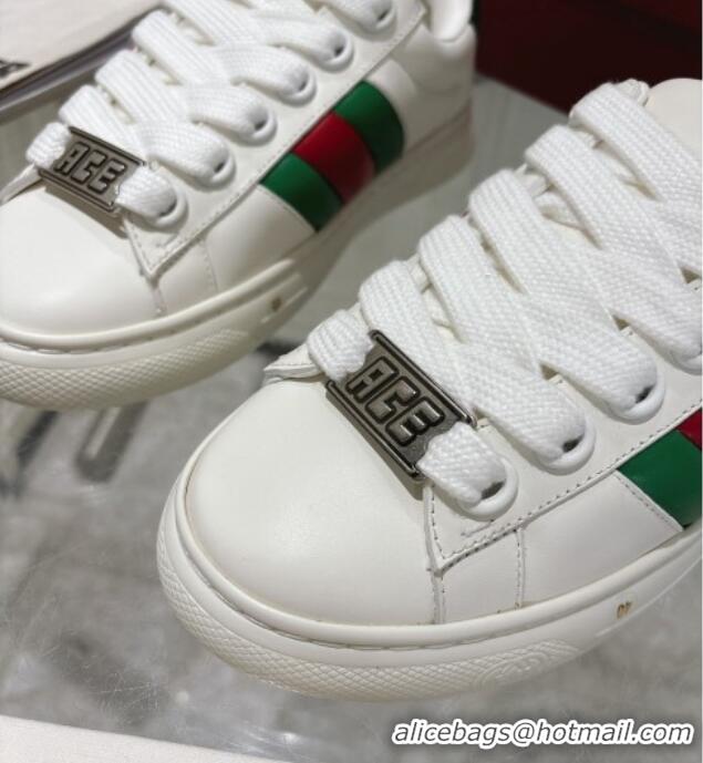 Good Quality Gucci Calf Leather Ace Sneakers White 1119100