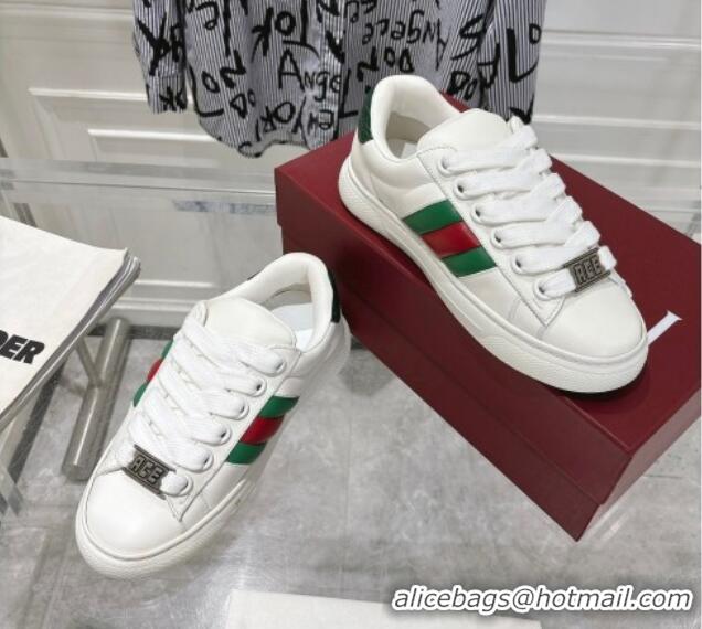 Good Quality Gucci Calf Leather Ace Sneakers White 1119100