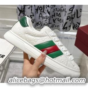 Popular Style Gucci GG Leather Ace Sneakers White 1119102