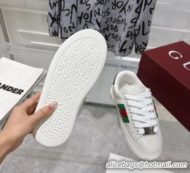 Popular Style Gucci GG Leather Ace Sneakers White 1119102