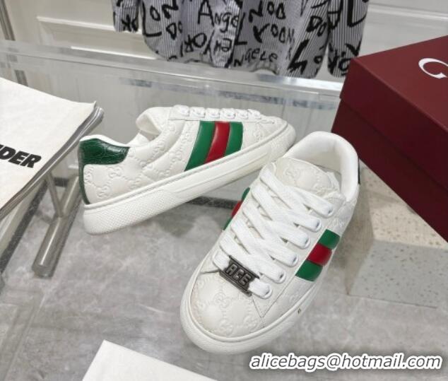 Popular Style Gucci GG Leather Ace Sneakers White 1119102