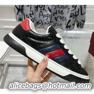 Top Design Gucci GG Leather Ace Sneakers Black 1119103