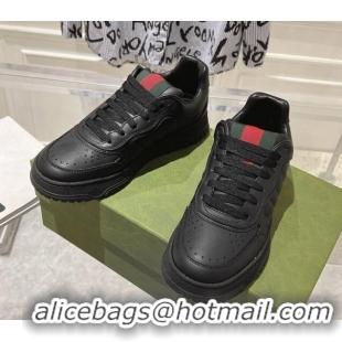 Sophisticated Gucci Re-Web Sneakers in Leather Black/Web 1119104