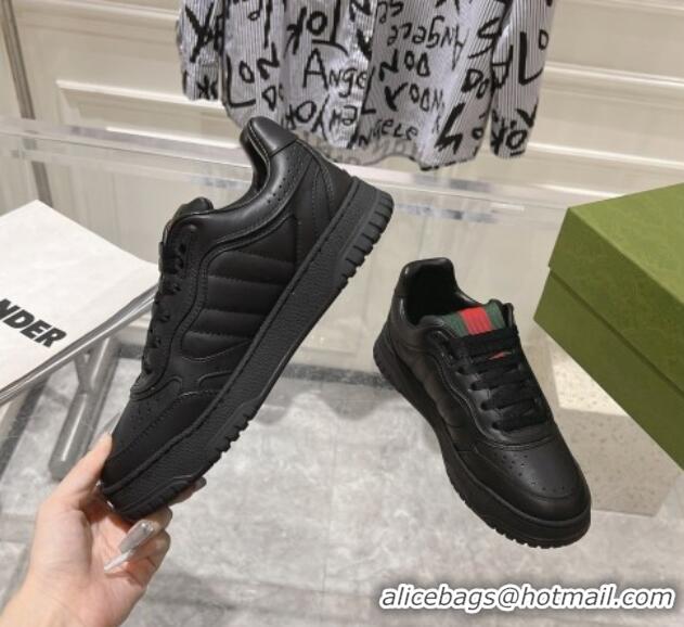 Sophisticated Gucci Re-Web Sneakers in Leather Black/Web 1119104