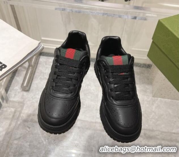 Sophisticated Gucci Re-Web Sneakers in Leather Black/Web 1119104